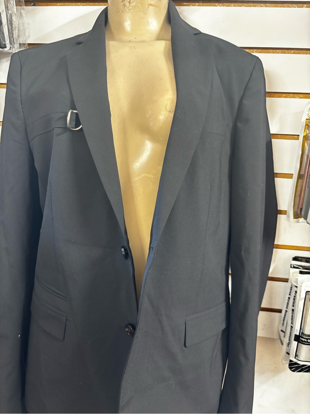 Diesel Black Single-Breasted Blazer with Decorative Ring